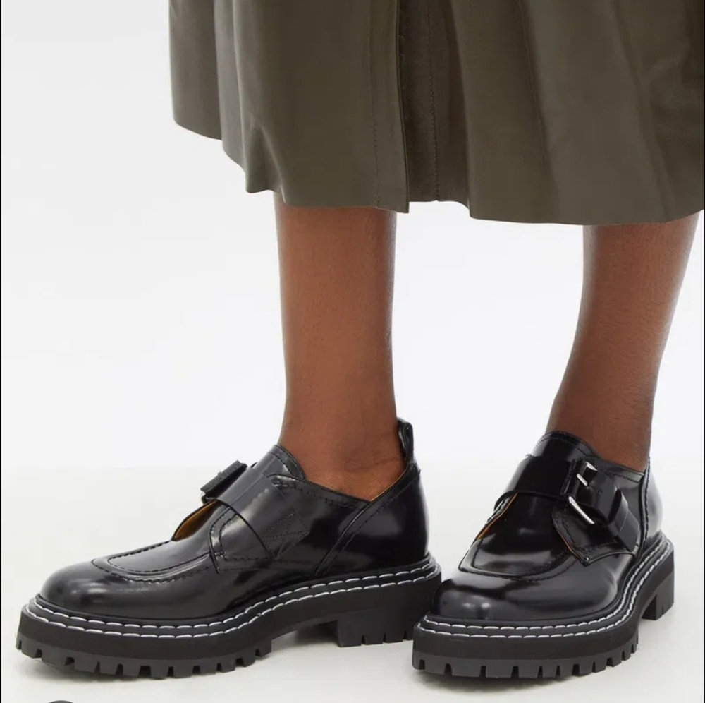 Proenza Schouler Black Lug Sole Buckle Oxfords Size 38